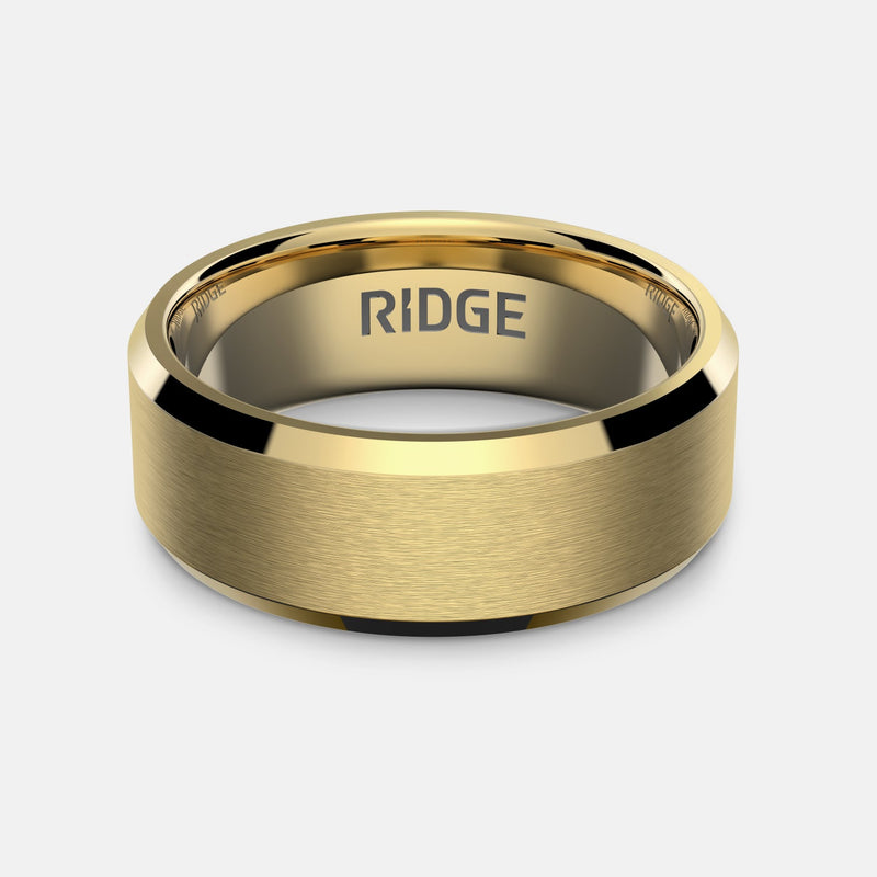 8mm Beveled Ring Set - 24K Gold - Tantalum