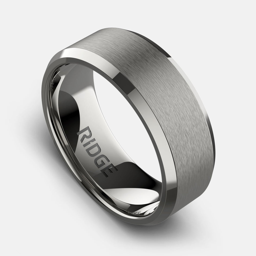 8mm Beveled Ring Set - Platinum - Tantalum