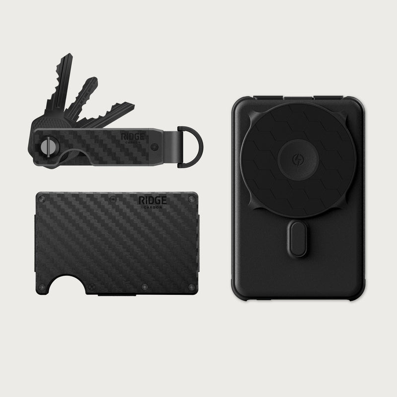 Ridge Wallet + Power Bank + KeyCase - Carbon Fiber 3K + Matte Black + Carbon Fiber 3K — image 1