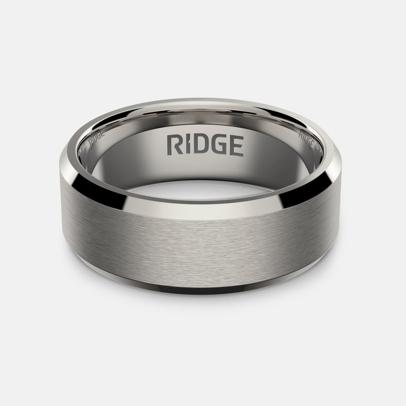 8mm Beveled Ring Set - Platinum - Tantalum
