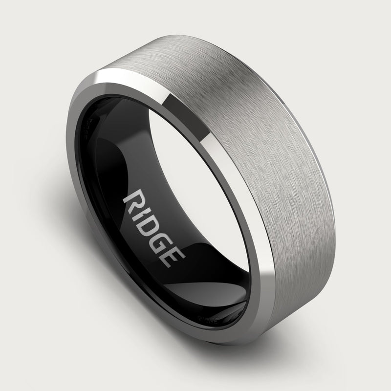 8mm Beveled Ring Set - Platinum